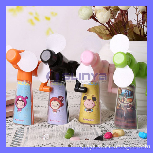 Cute Mini Cheap Hand Crank Fan Green Cartoon Color Gift Electric Promotion Summer (FAN-711)